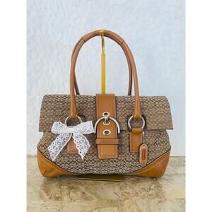 Coach SOHO Signature C Canvas Leather brown Shoulder bag HandBag F10929